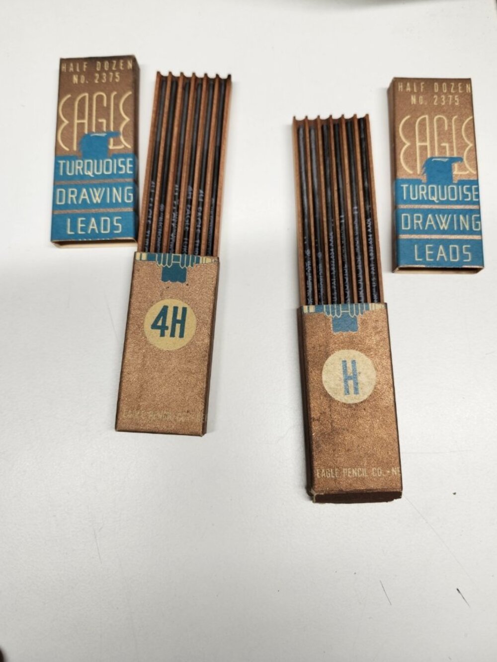 NIB Vintage Eagle Turquoise Drawing Pencil Leads 4H, H Unused No. 2375 New